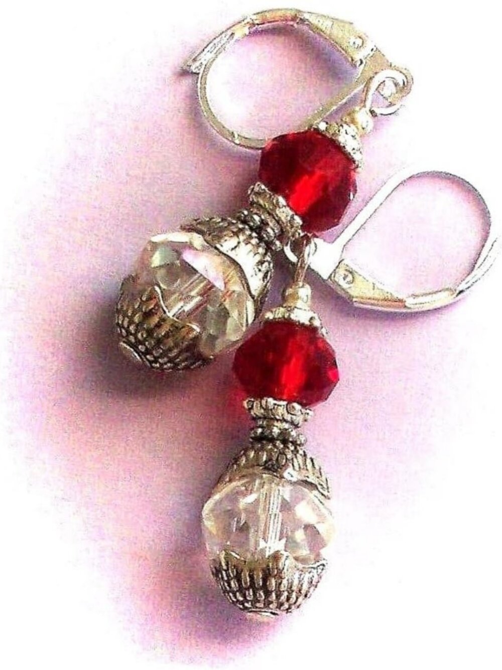 Adorable Red & Clear Crystal Drop Earrings - Statement Jewelry for Women